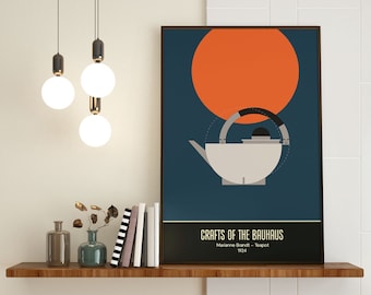 Tetera Bauhaus de Marianne Brandt, póster minimalista (descarga digital) - 6 tamaños*: 8x10, 12x16, 12x18, 16x20, 18x24, 24x36