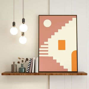 Minimalistic Geometric Poster, Stairs, Building (Digital Download) - All 6 Sizes* - 8x10, 12x16, 12x18, 16x20, 18x24, 24x36