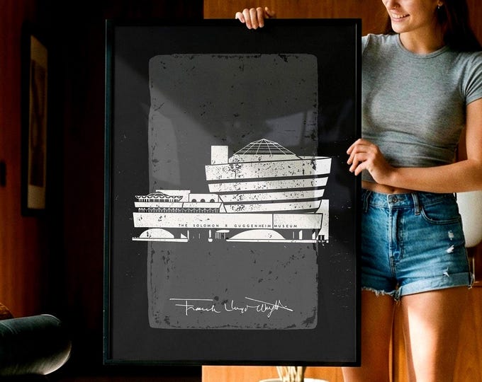 Featured listing image: Frank Lloyd Wright Guggenheim Museum Printable, Mid Century Modern Architecture Poster (Digital Download)