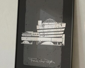 Affiche imprimable d'architecture moderne du musée Frank Lloyd Wright Guggenheim (téléchargement numérique)