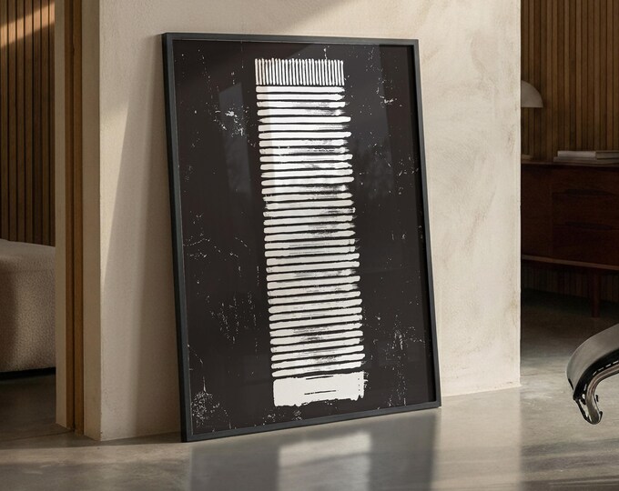 Featured listing image: Seagram Building Abstract Sketch, White on Black, Printable Download in 8 Colors