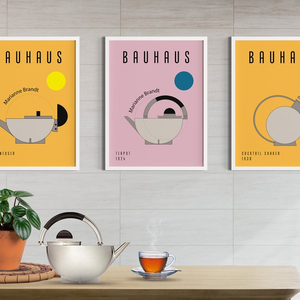 Bauhaus Posters of Kitchen Tableware Designs by Marianne Brandt - Digital Download