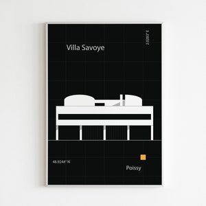 Villa Savoye by Le Corbusier - Minimalistic Poster  -  (Digital Download)