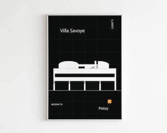 Villa Savoye par Le Corbusier - Affiche minimaliste - (Téléchargement numérique)
