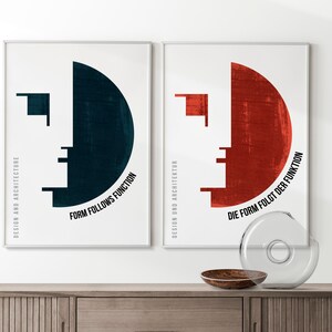 Bauhaus Face Poster - Form Follows Function, in English and German (Die Form Folgt Der Function)