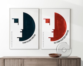 Poster visage Bauhaus : la forme suit la fonction (téléchargement numérique)