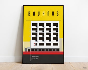 Poster de l'école Bauhaus Dessau, jaune - Téléchargement numérique