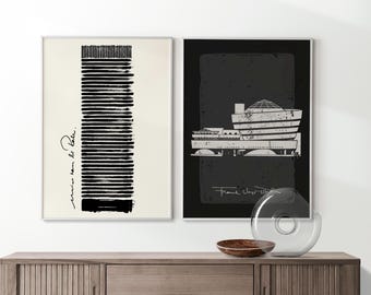 Impressions du Seagram Building et du musée Guggenheim – Illustrations architecturales (téléchargement numérique)