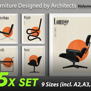 Midcentury Modern Chair Minimalist Posters, Digital Download