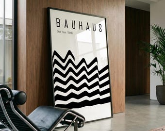 Poster Bauhaus Shell Hause, art de l'architecture noir et blanc, téléchargement numérique