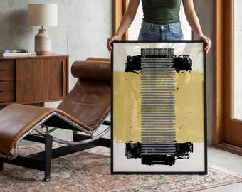 Croquis abstrait Seagram Building sur la composition jaune et noir, téléchargement imprimable