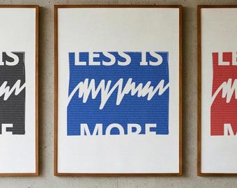 Ensemble d'impressions typographiques minimalistes, style Bauhaus, « Less is More » (téléchargement numérique)