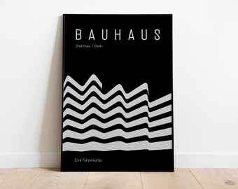 La maison aux coquillages à Berlin par l'architecte du Bauhaus Emil Fahrenkamp, affiche noir - téléchargement numérique