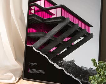 Poster brutaliste - Geisel Library - Art mural architecture brutaliste