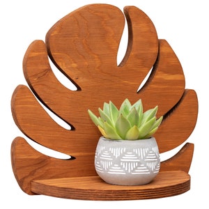 Wandbehang Regal, MONSTERA Blumenregal, Wand Kunst Dekor Regal, tropischer Holz Pflanzenständer, Trellis Überlage, Floating Regal, Boho Stil