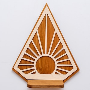 Wandregal, Industrial, Loft, GEOMETRISCHEr Überbauer, Wanddekor Regal, Holz Pflanzenständer, Spalier Überlage, Sunburst Floating Regal