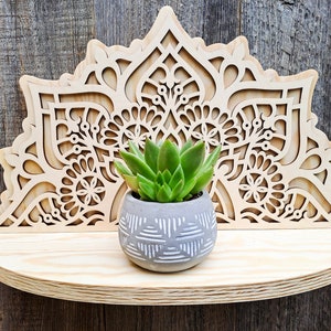 Wandbehang Regal, Wand Kunst Dekor, MANDALA Überhänger, Holz, Sukkulenten Blumenständer, Spalier Überhang, Floating Regal, Boho Stil