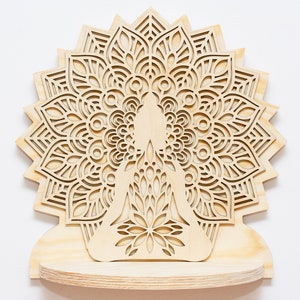 Wandregal, MANDALA, YOGA, MEDITATION, Blumentopf, Wandkunstdekor Regal, Pflanzenständer aus Holz, Spalier-Übertopf, schwimmendes Regal