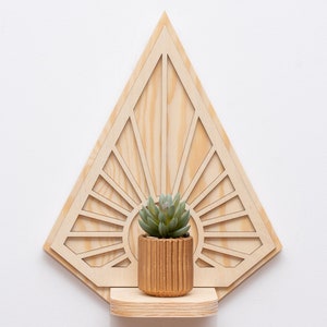Wandregal, Industrial, Loft, GEOMETRISCHEr Überbauer, Wanddekor Regal, Holz Pflanzenständer, Spalier Überlage, Sunburst Floating Regal