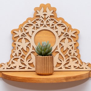 Wandbehang Regal, VINTAGE Überhang, WandDeko Regal, Sukkulenten, Kräuter Pflanzer, Holz Pflanzenständer, Spalier, Blätter Überleger, Floating Regal