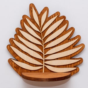 Wandbehang Regal, TROPICAL LEAF Blumenregal, Wand Kunst Dekor Regal, Wald Holz Pflanzenständer, Trellis Überlage, Floating Regal, Boho Stil