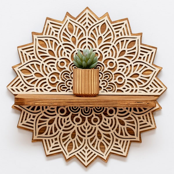 Wall hanging shelf, MANDALA, BOHEMIAN STYLE, arch,planter, wall art decor shelf,  wooden plant stand, trellis planter, floating shelf