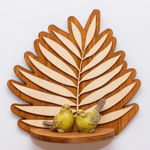 Wandbehang Regal, TROPICAL LEAF Blumenregal, Wand Kunst Dekor Regal, Wald Holz Pflanzenständer, Trellis Überlage, Floating Regal, Boho Stil