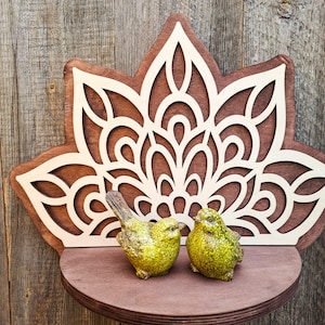 Wandbehang Regal, Wand Kunst Dekor, MANDALA, Überleger, Holz Pflanzenständer, Sukkulenten, Kräuter Überleger, Halter, Spalier Überleger, Floating Regal