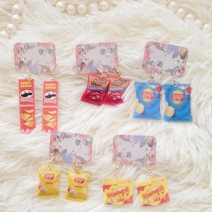 Chips Earrings, Snacks Earrings, Food Earrings, Candy Earrings