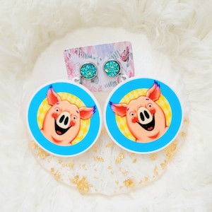 Pig Earrings, Pig Necklace, Book Character Earrings, Liberian Earrings, Teacher Earrings, Teacher Appreciation Gift