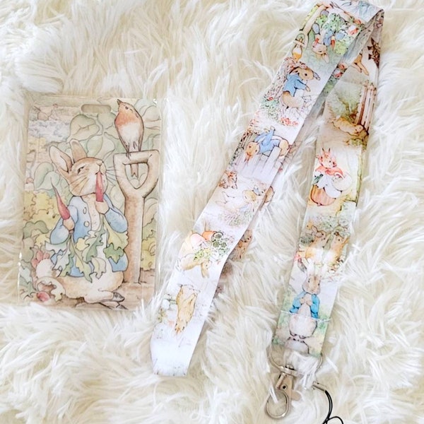 Peter Rabbit Lanyard, Peter Rabbit Keychain, Peter Rabbit Badge Holder, Teacher Appreciation Gift