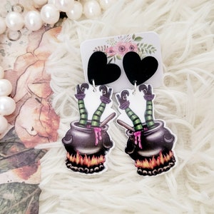 Halloween Earrings, Hearts Earrings, Witch Earrings, Witchy Shoes Earrings