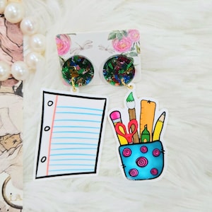 Classroom Earrings, Pencil Earrings, Notebook Earrings, School Supplies Earrings, School Earrings, Teacher Earrings