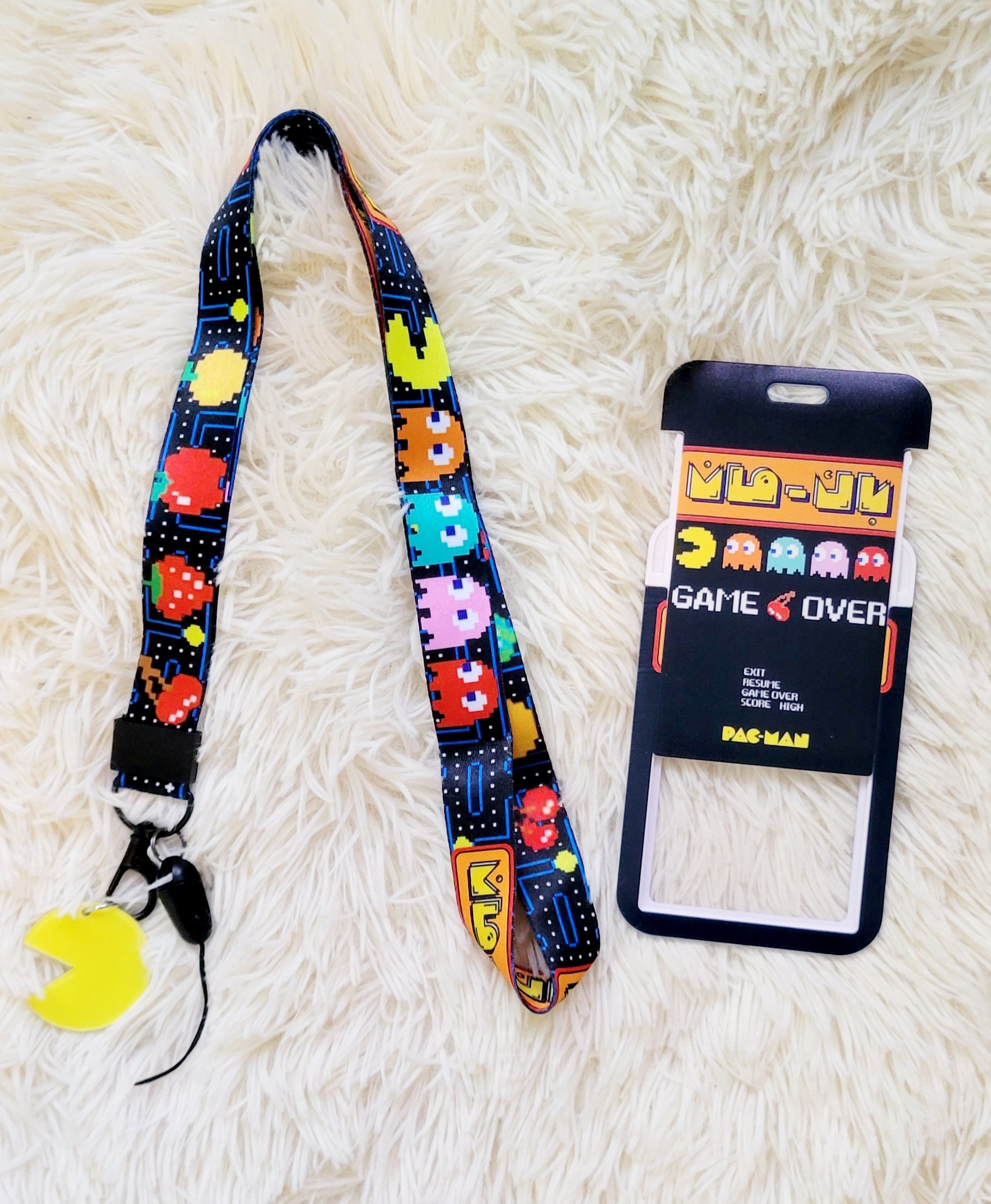 Pacman Lanyard, Pacman Keychain, Pacman Badge Holder, Video Game Lanyard Etsy