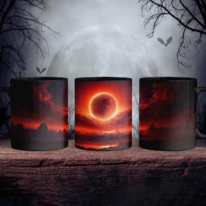 Eclipse Mug, Celestial, Eclipse Coffee Mug, Cottage Core Mug, Moon Mug, Sun, Moon, Mug, Witchy Mug, Gothic Eclipse Mug, Gift Mugs, Black Mug