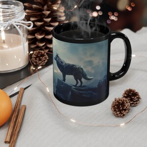Wolf Moon Mug, January, Wolf Moon Coffee Mug, Cottage Core Mug, Full Moon Mug, Witchy Mug, Gothic Moon Mug, Gift Mugs, Wolf Moon, Black Mug