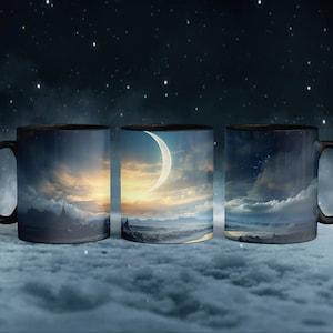 Crescent Moon Mug, Celestial, Crescent Moon Coffee Mug, Cottage Core Mug, Moon Mug, Crescent Mug, Witchy Mug, Gothic Moon Mug, Gift Mugs