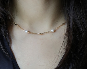 Handmade 14K Gold Filled Pearl Necklace | Delicate Chain