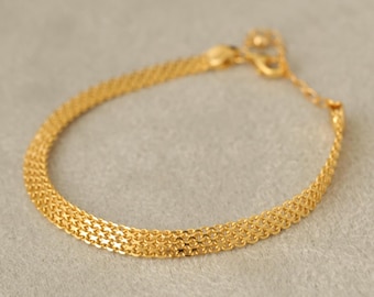 18K Gold Plated Chain Bracelet | Layered 925 Silver Bracelet