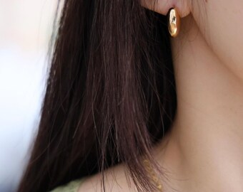 18K Vergoldeter Halbkreis Ohrring|Messing|Hoop|Ohrstecker|Geburtstagsgeschenk|Damen Accessoire|Moderner Schmuck