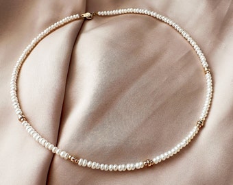 Delicate Freshwater Pearl Necklace | Vintage Style, Gold Filled Beads