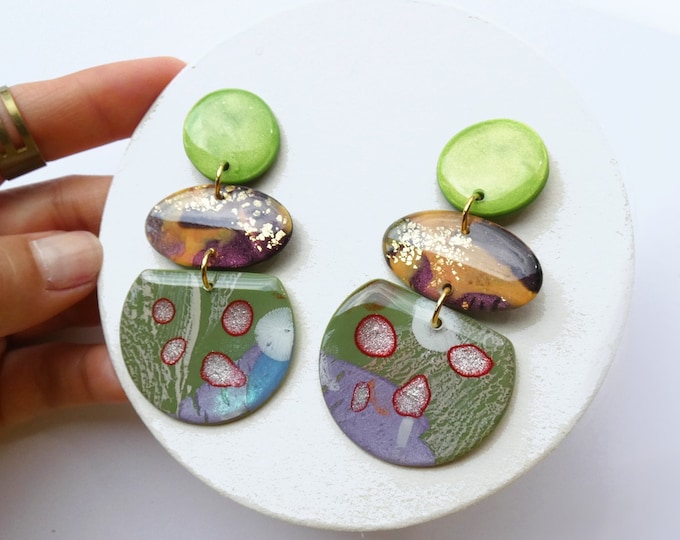 Colorful statement earrings / handmade art jewelry