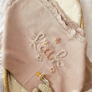 Personalised Hand embroidered baby/pram/stroller blanket