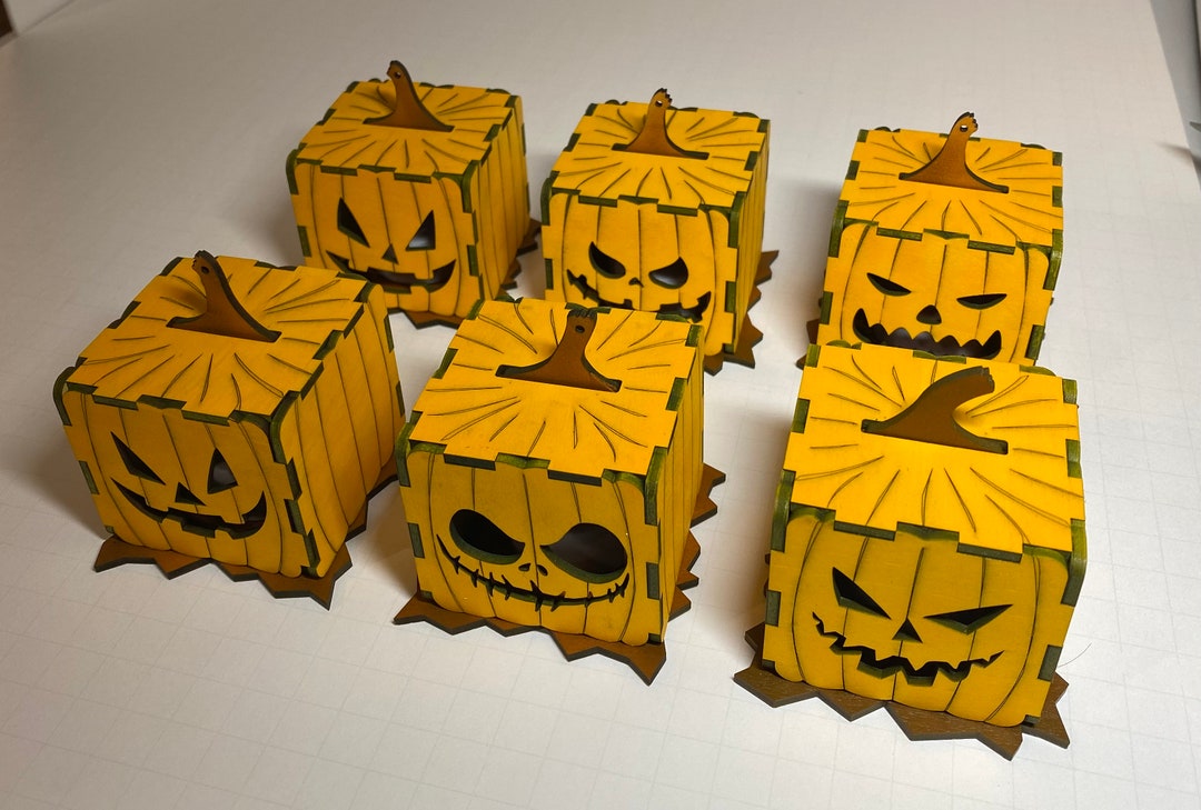 Halloween Pumpkin Lantern Wooden Tea Light Boxes Etsy