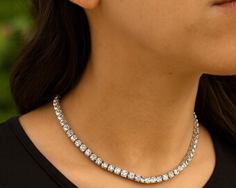 5mm Tennis Chain Necklace Unisex - White Gold