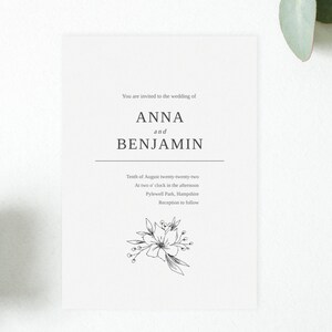Minimalist Botanical Wedding Invite, Instant Digital Download, Printable, Editable Template