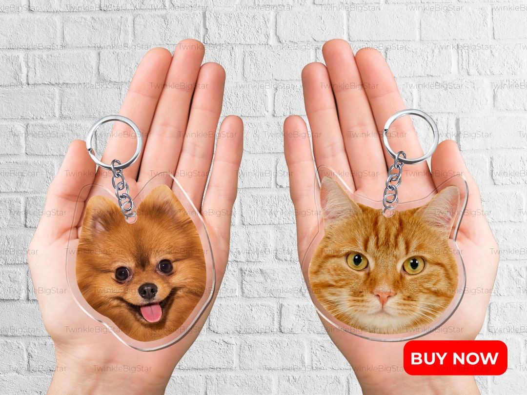 Custom Pet Photo Portrait Dog Keychain, for Mom Dog Cat Keychain Pet