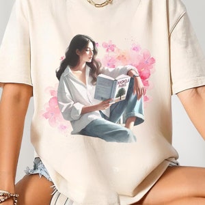 Magnolia Parks Dye Comfort Color Tee, Watercolor Print For Bookish Lovers