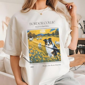 Border Collie Van Gogh T-shirt: Art Lover Unisex Tee