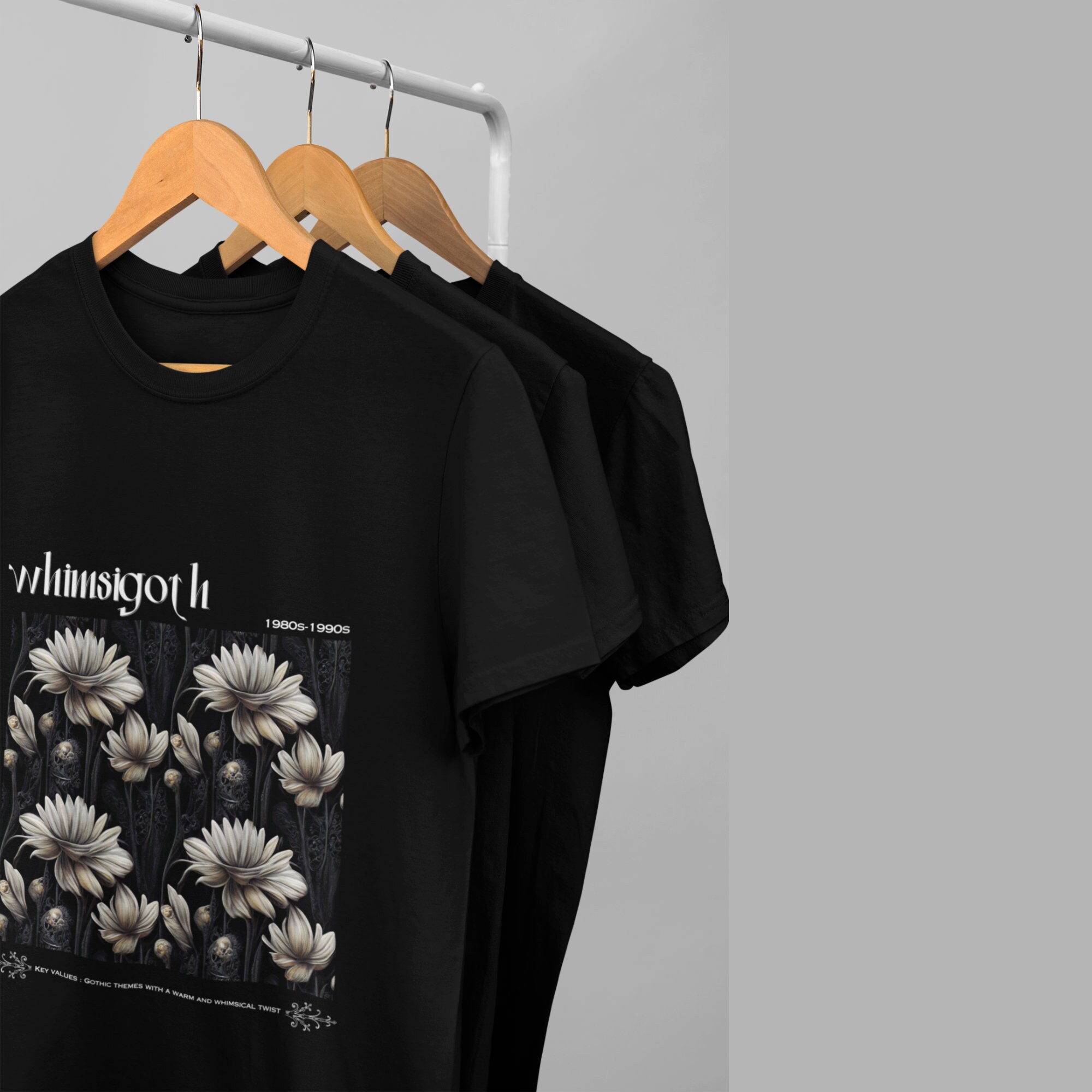 Whimsigoth Floral T-shirt: 1980s-1990s Gothic Style - Etsy